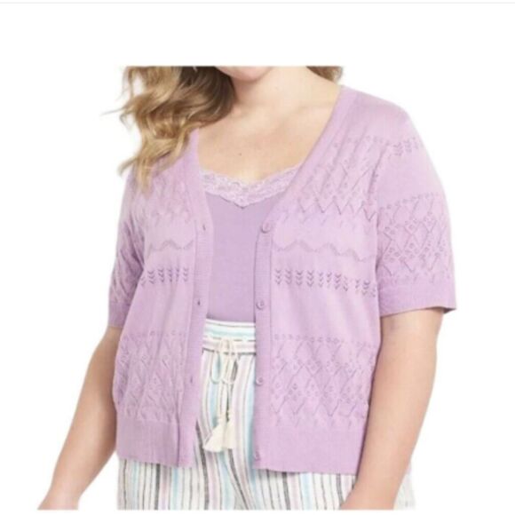 Lane Bryant Fit & Flare Dress Sleeveless Elastic-Waist Floral Lilac Womens 24* - Picture 8 of 8